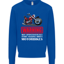 May Start Talking About Motorbikes Funny Kids Sweatshirt Jumper Royal Blue