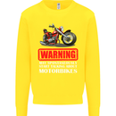 May Start Talking About Motorbikes Funny Kids Sweatshirt Jumper Yellow