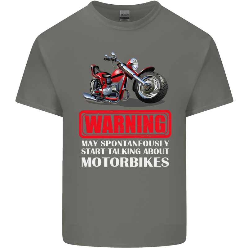 May Start Talking About Motorbikes Funny Kids T-Shirt Childrens Charcoal
