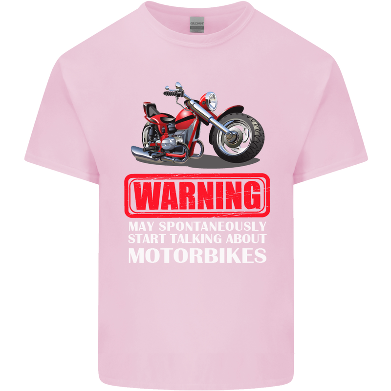 May Start Talking About Motorbikes Funny Kids T-Shirt Childrens Light Pink