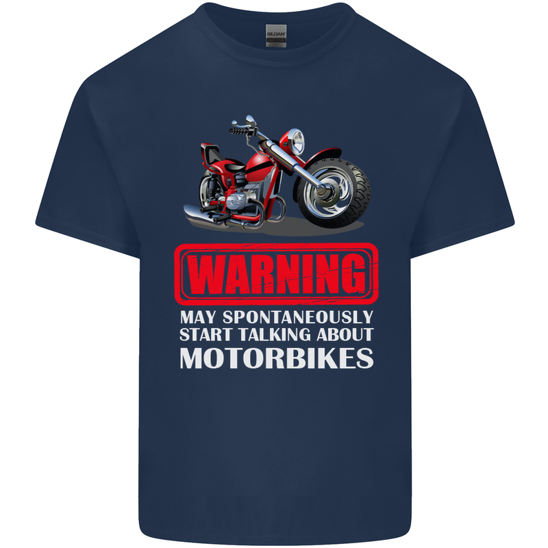 May Start Talking About Motorbikes Funny Kids T-Shirt Childrens Navy Blue