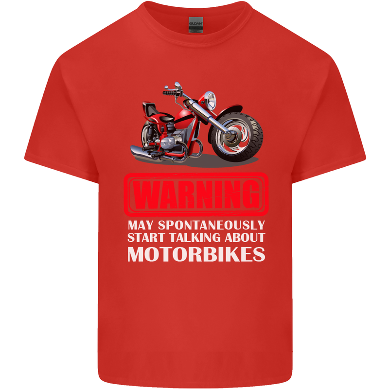 May Start Talking About Motorbikes Funny Kids T-Shirt Childrens Red