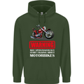 May Start Talking About Motorbikes Funny Mens 80% Cotton Hoodie Forest Green