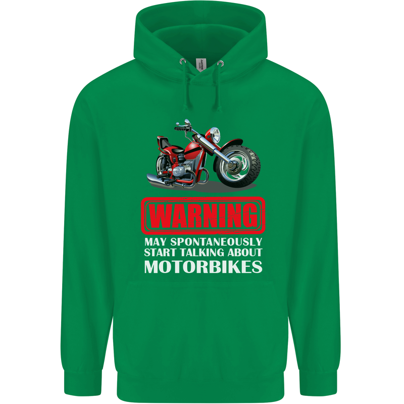 May Start Talking About Motorbikes Funny Mens 80% Cotton Hoodie Irish Green