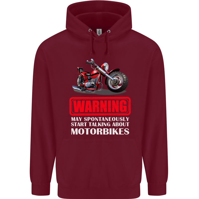 May Start Talking About Motorbikes Funny Mens 80% Cotton Hoodie Maroon