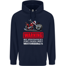 May Start Talking About Motorbikes Funny Mens 80% Cotton Hoodie Navy Blue