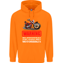 May Start Talking About Motorbikes Funny Mens 80% Cotton Hoodie Orange