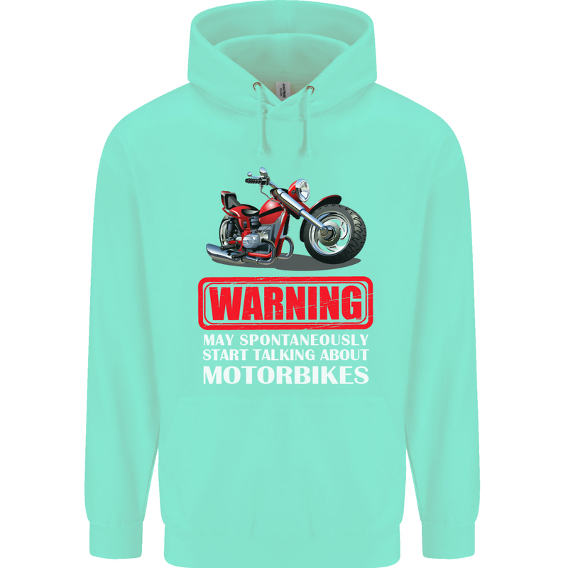 May Start Talking About Motorbikes Funny Mens 80% Cotton Hoodie Peppermint