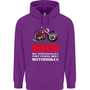 May Start Talking About Motorbikes Funny Mens 80% Cotton Hoodie Purple