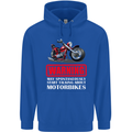 May Start Talking About Motorbikes Funny Mens 80% Cotton Hoodie Royal Blue
