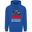 May Start Talking About Motorbikes Funny Mens 80% Cotton Hoodie Royal Blue