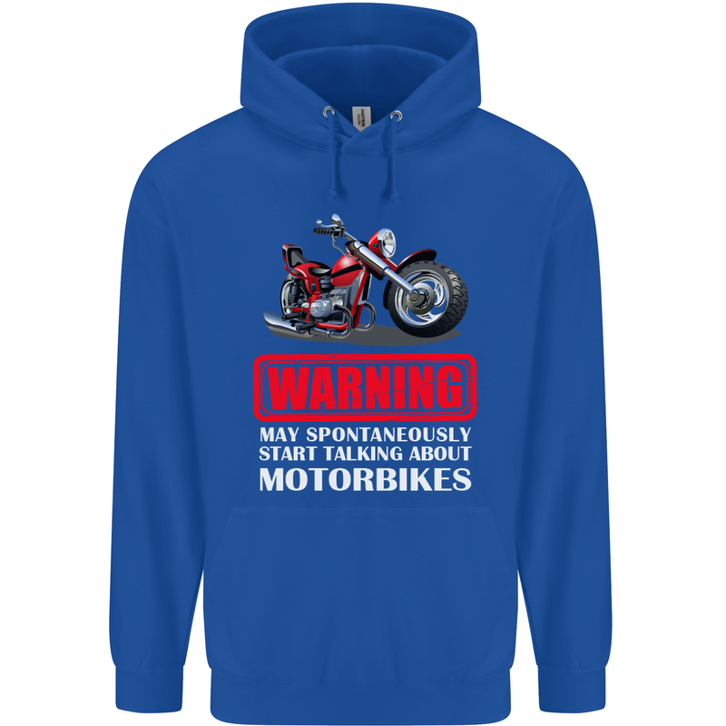 May Start Talking About Motorbikes Funny Mens 80% Cotton Hoodie Royal Blue