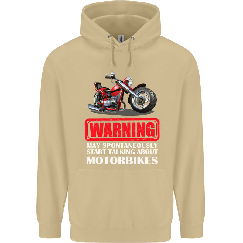 May Start Talking About Motorbikes Funny Mens 80% Cotton Hoodie Sand