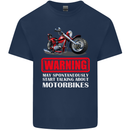 May Start Talking About Motorbikes Funny Mens Cotton T-Shirt Tee Top Navy Blue