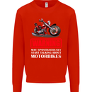 May Start Talking About Motorbikes Funny Mens Sweatshirt Jumper Bright Red
