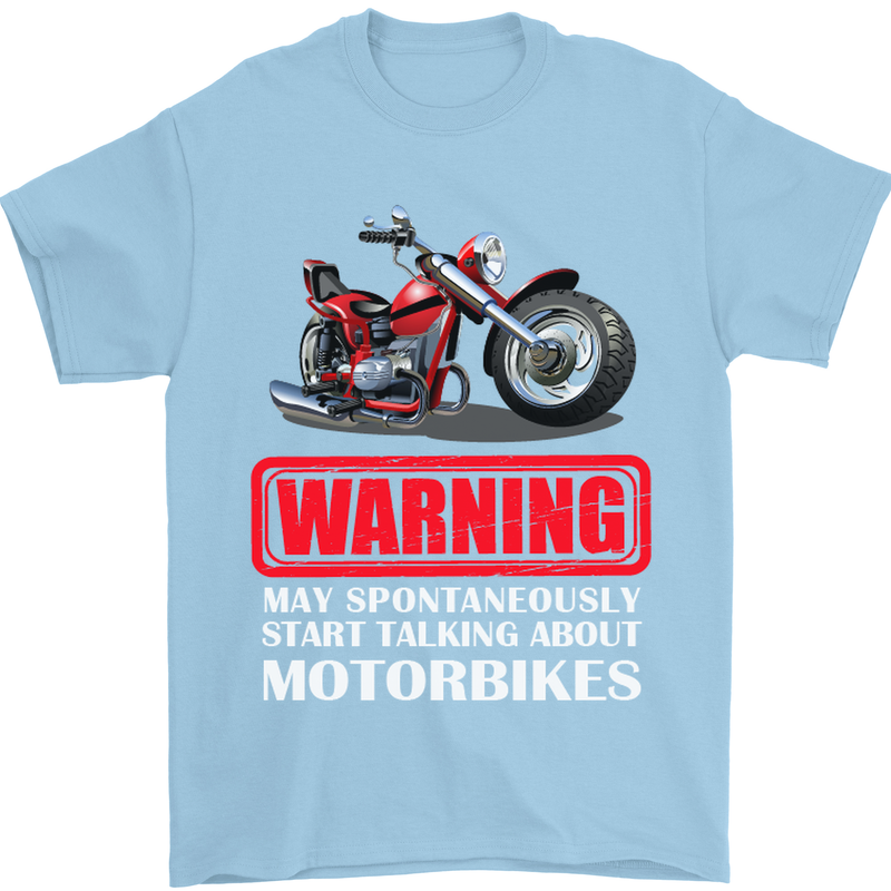 May Start Talking About Motorbikes Funny Mens T-Shirt Cotton Gildan Light Blue