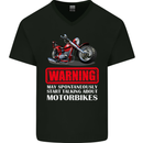 May Start Talking About Motorbikes Funny Mens V-Neck Cotton T-Shirt Black