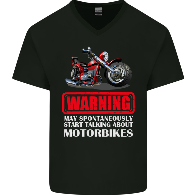 May Start Talking About Motorbikes Funny Mens V-Neck Cotton T-Shirt Black