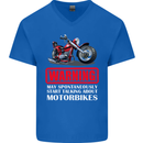 May Start Talking About Motorbikes Funny Mens V-Neck Cotton T-Shirt Royal Blue