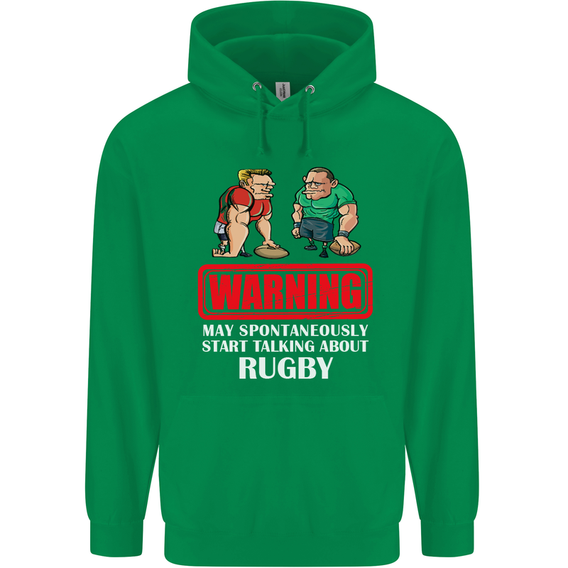 May Start Talking About Rugby Player Funny Childrens Kids Hoodie Irish Green