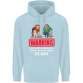May Start Talking About Rugby Player Funny Childrens Kids Hoodie Light Blue