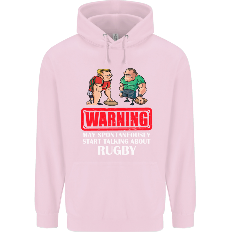 May Start Talking About Rugby Player Funny Childrens Kids Hoodie Light Pink