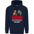 May Start Talking About Rugby Player Funny Childrens Kids Hoodie Navy Blue