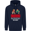 May Start Talking About Rugby Player Funny Childrens Kids Hoodie Navy Blue