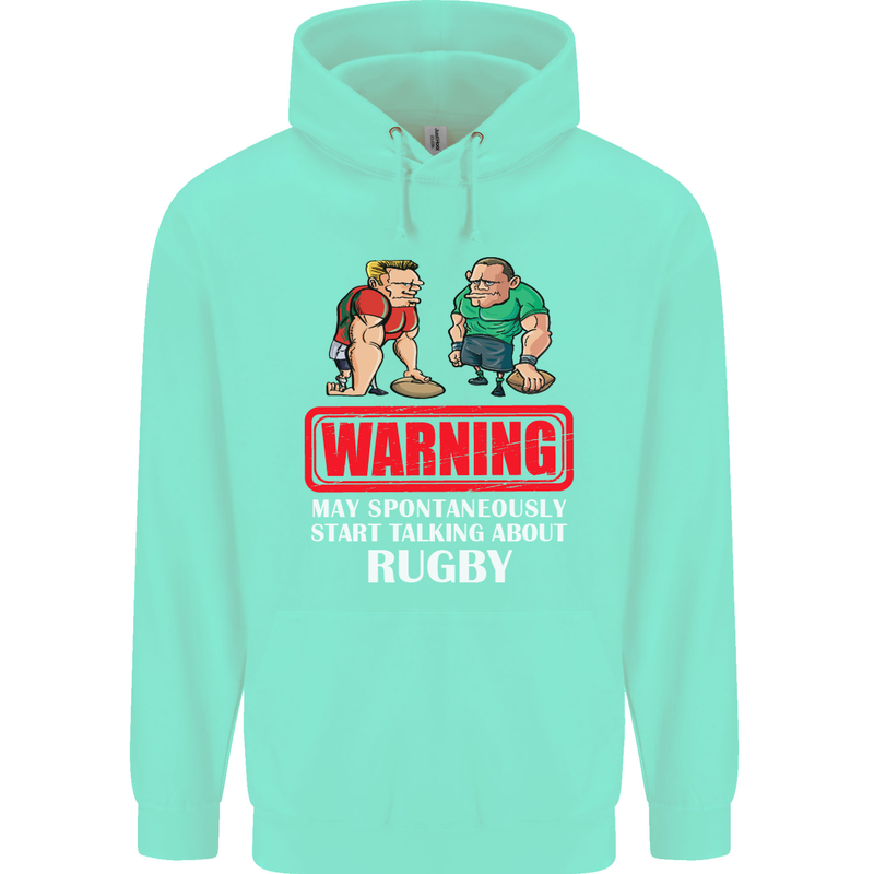 May Start Talking About Rugby Player Funny Childrens Kids Hoodie Peppermint