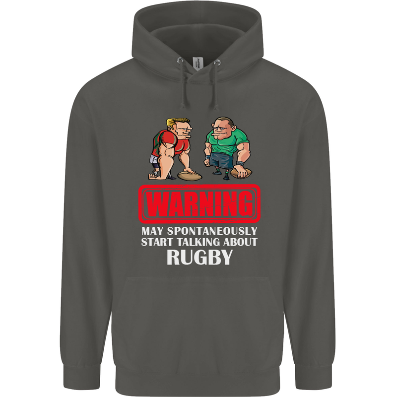 May Start Talking About Rugby Player Funny Childrens Kids Hoodie Storm Grey
