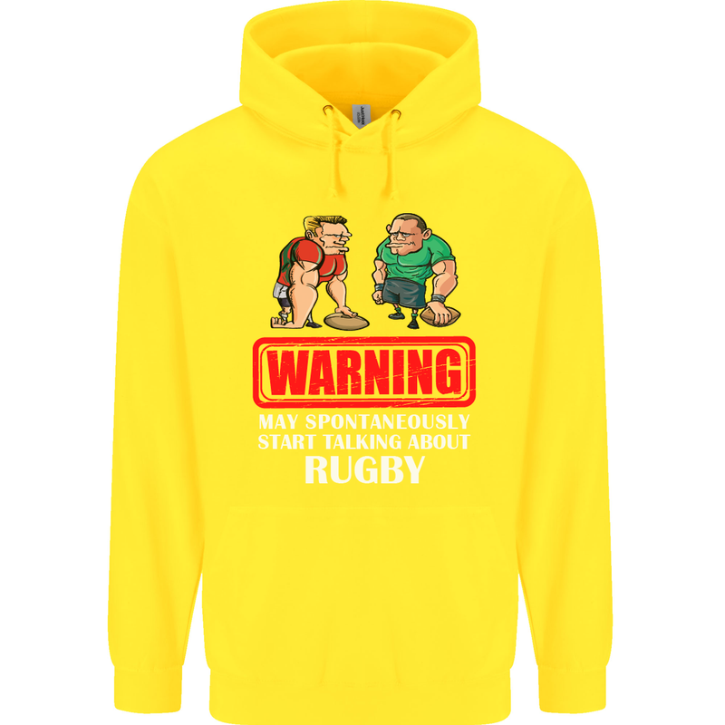 May Start Talking About Rugby Player Funny Childrens Kids Hoodie Yellow
