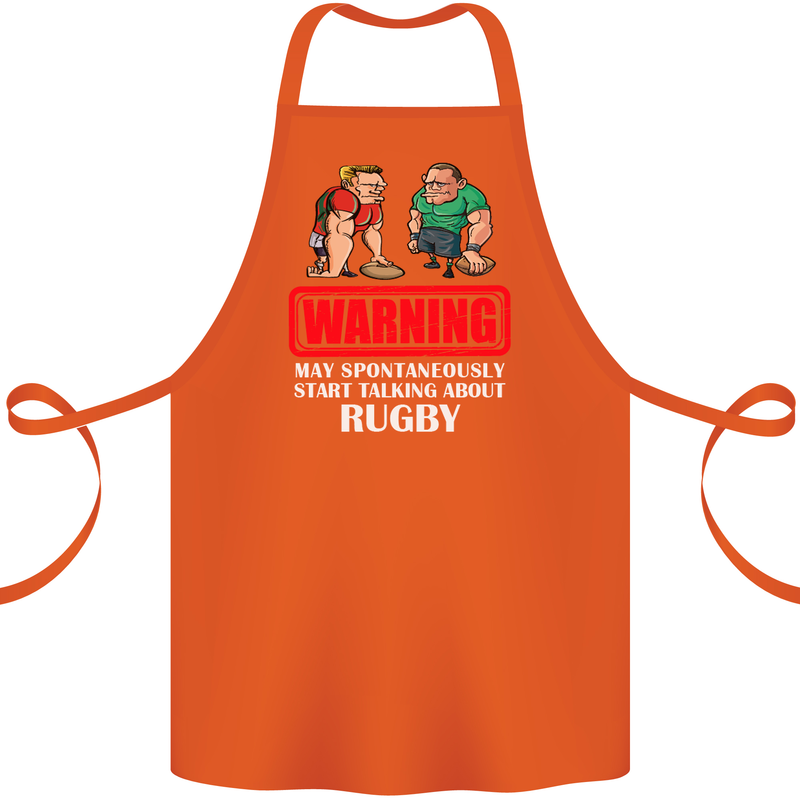 May Start Talking About Rugby Player Funny Cotton Apron 100% Organic Orange