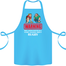 May Start Talking About Rugby Player Funny Cotton Apron 100% Organic Turquoise
