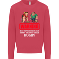 May Start Talking About Rugby Player Funny Kids Sweatshirt Jumper Heliconia