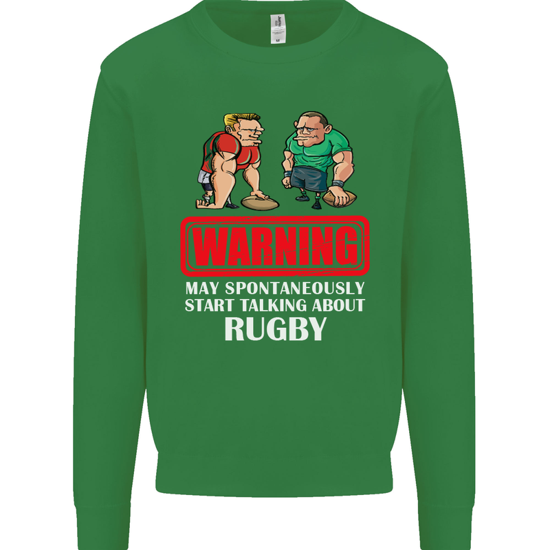 May Start Talking About Rugby Player Funny Kids Sweatshirt Jumper Irish Green