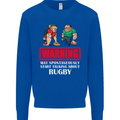 May Start Talking About Rugby Player Funny Kids Sweatshirt Jumper Royal Blue