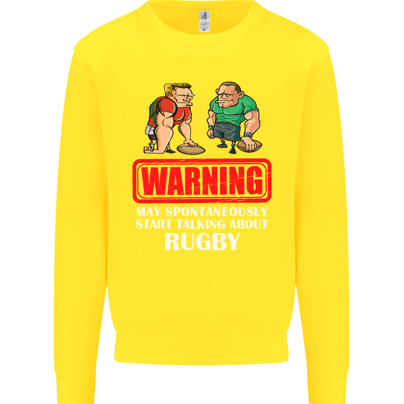 May Start Talking About Rugby Player Funny Kids Sweatshirt Jumper Yellow