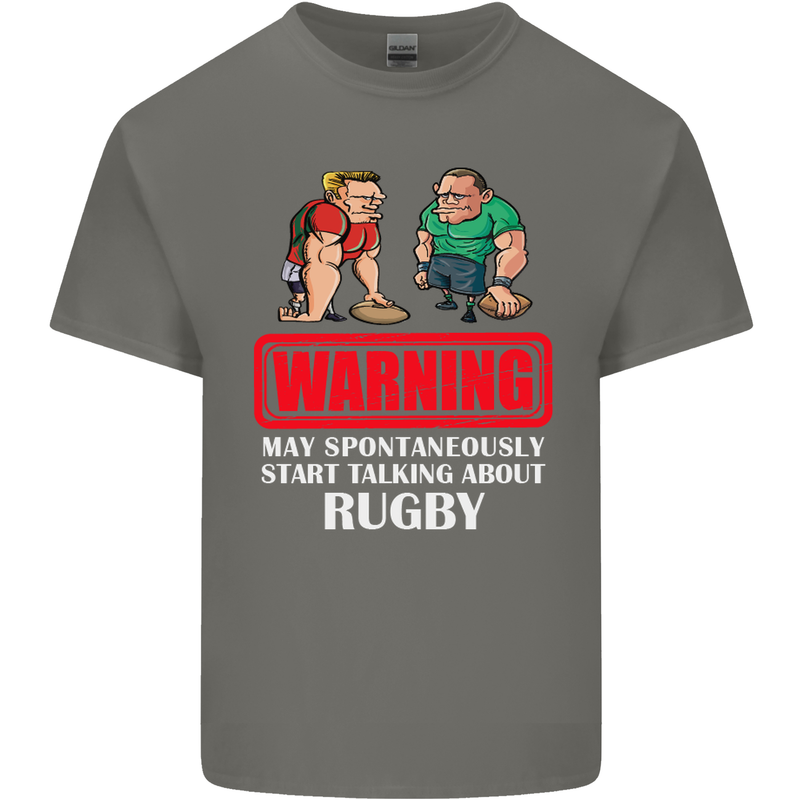 May Start Talking About Rugby Player Funny Kids T-Shirt Childrens Charcoal