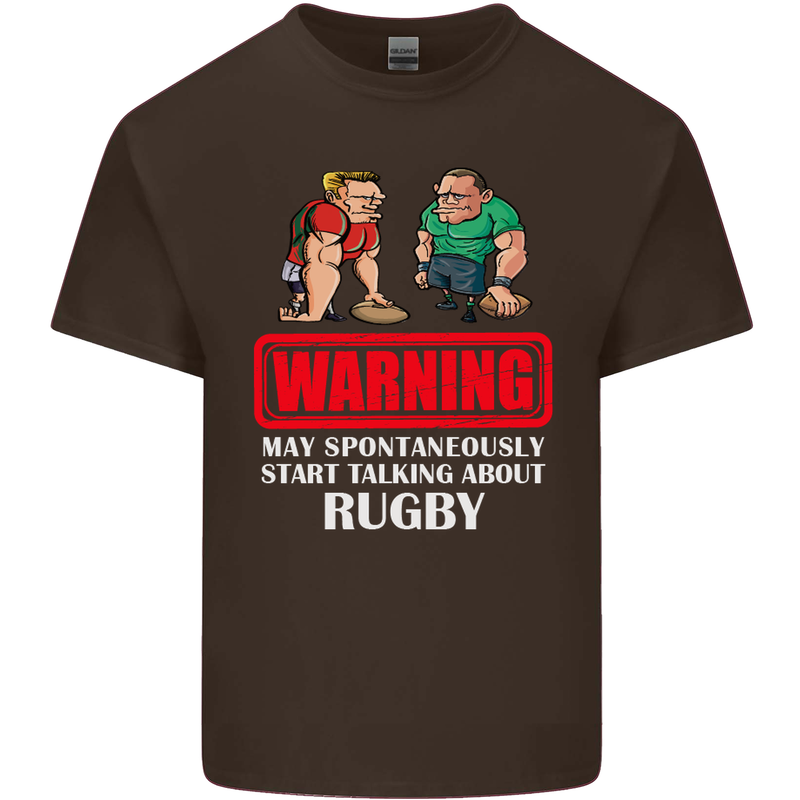 May Start Talking About Rugby Player Funny Kids T-Shirt Childrens Chocolate