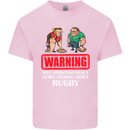 May Start Talking About Rugby Player Funny Kids T-Shirt Childrens Light Pink