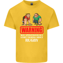 May Start Talking About Rugby Player Funny Kids T-Shirt Childrens Yellow