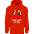 May Start Talking About Rugby Player Funny Mens 80% Cotton Hoodie Bright Red