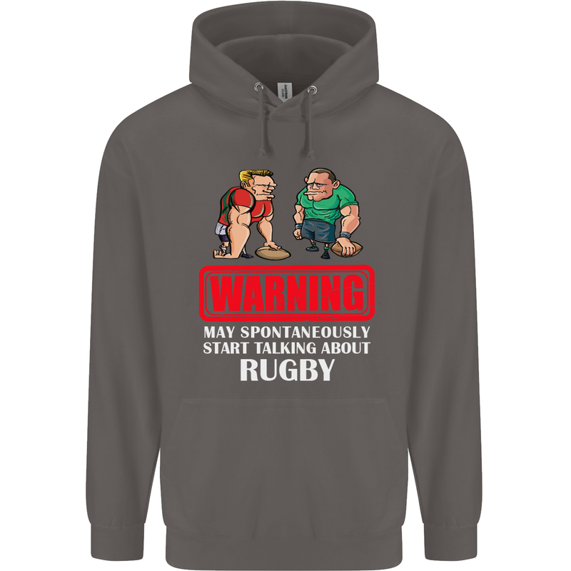 May Start Talking About Rugby Player Funny Mens 80% Cotton Hoodie Charcoal