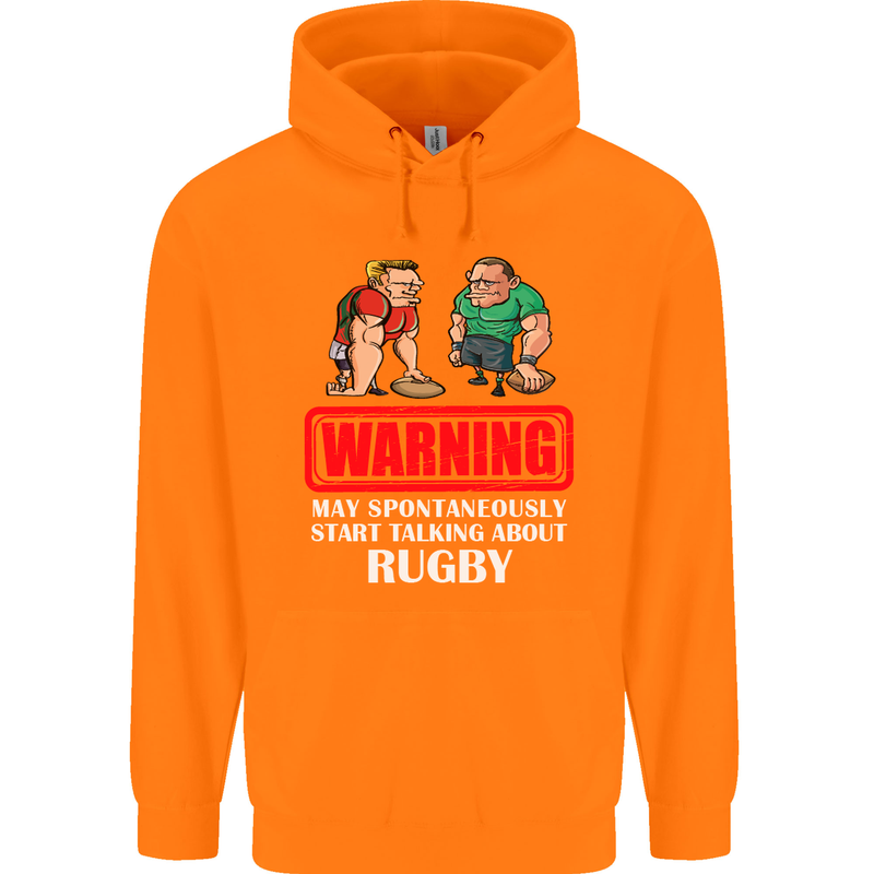 May Start Talking About Rugby Player Funny Mens 80% Cotton Hoodie Orange