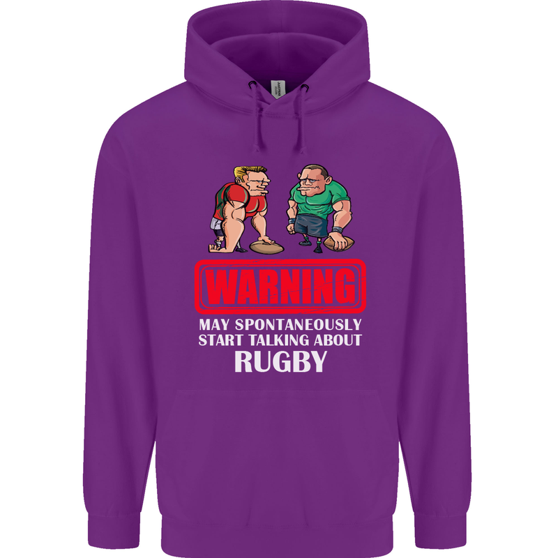 May Start Talking About Rugby Player Funny Mens 80% Cotton Hoodie Purple