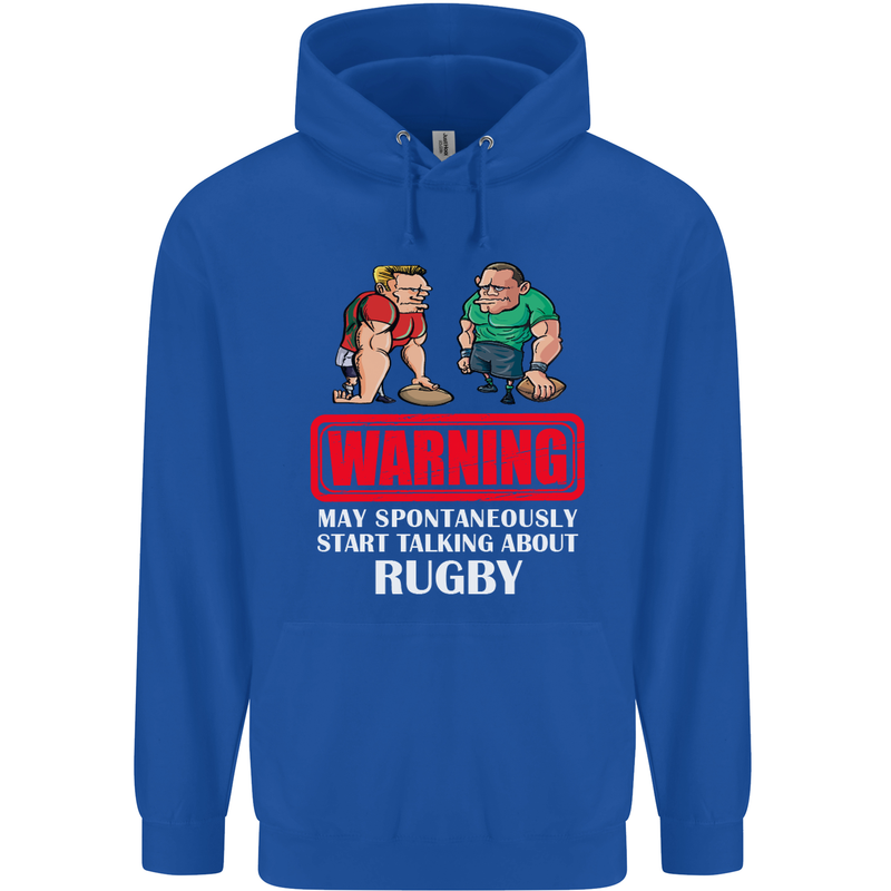 May Start Talking About Rugby Player Funny Mens 80% Cotton Hoodie Royal Blue