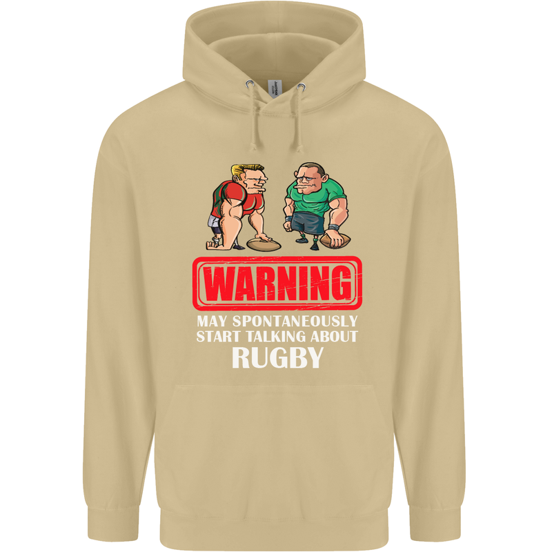 May Start Talking About Rugby Player Funny Mens 80% Cotton Hoodie Sand