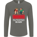 May Start Talking About Rugby Player Funny Mens Long Sleeve T-Shirt Charcoal