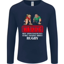 May Start Talking About Rugby Player Funny Mens Long Sleeve T-Shirt Navy Blue