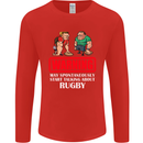 May Start Talking About Rugby Player Funny Mens Long Sleeve T-Shirt Red